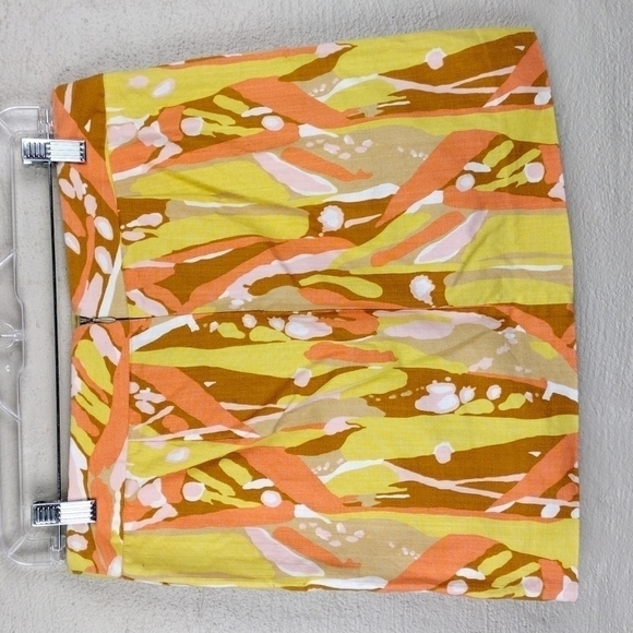 J. Crew Limoncello Swirl Yellow Orange Mod Canvas Zipper Back Casual Mini Skirt - Picture 5 of 8